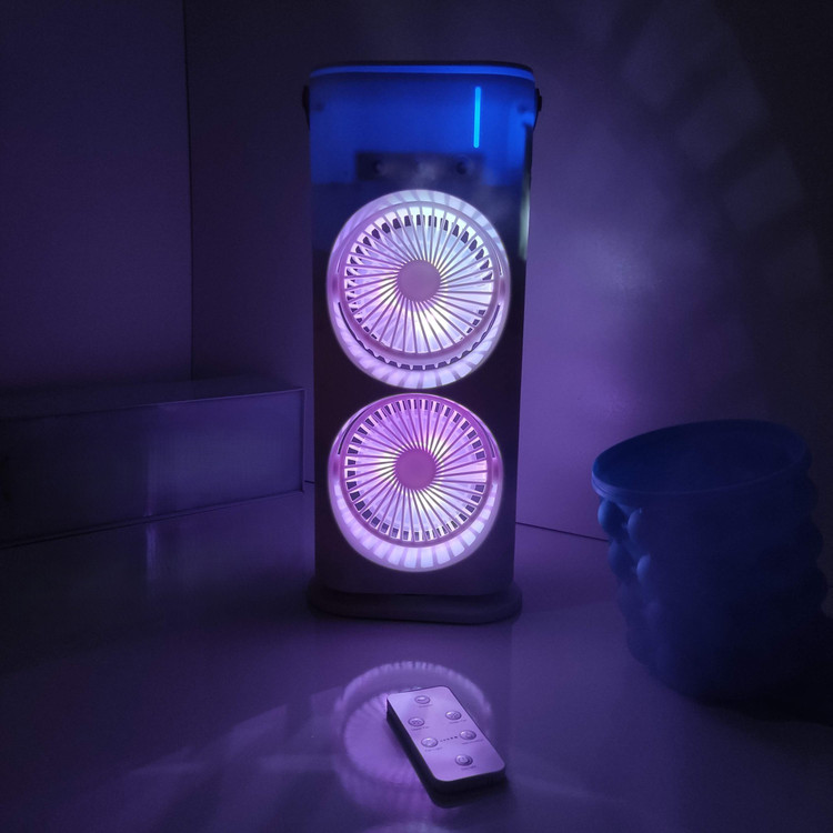 پنکه مهپاش دوقلو ریموت دار شارژی RGB اورجینال